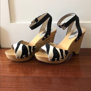 Michael Kors Black & White Striped Heels